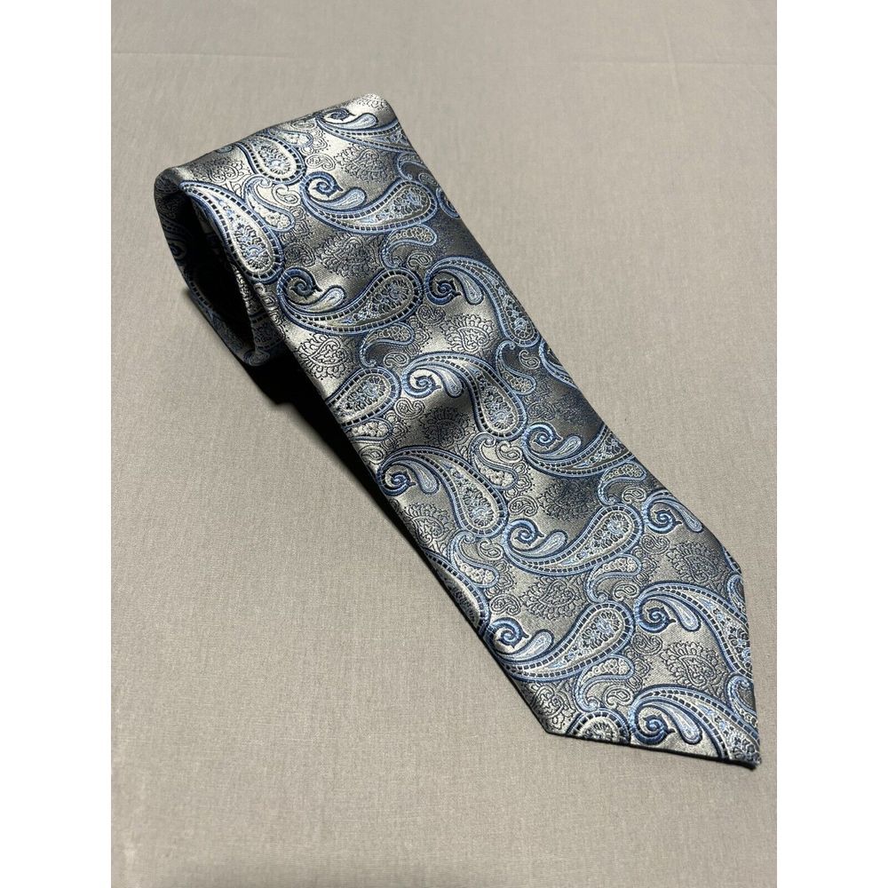 Gray Paisley W/ Light Blue Canali 1934 Tie Made‎ In Italy